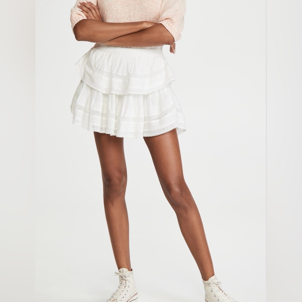 LoveShackFancy Ruffle Mini Skirt in antique white - brand new no tags - Small